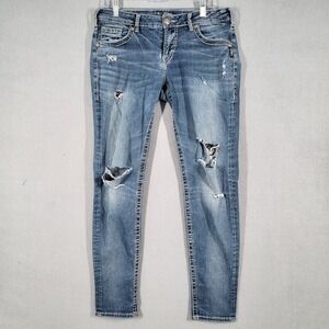 Silver Jeans Boyfriend Jeans‎ Women's 30 (30x29) Blue Distressed Ripped Denim